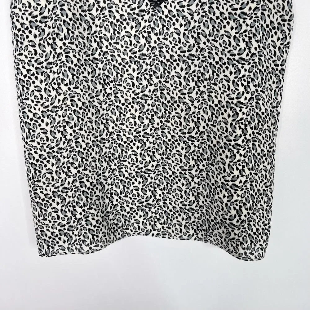 Socialite Small S Cream Black Leopard Animal Print Lace V Neck Camisole Tank Top